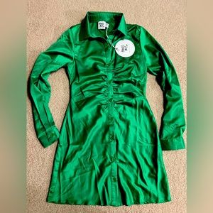 NWT Princess Polly Satin Green Mini Dress - Size 2 XS perfect LBD